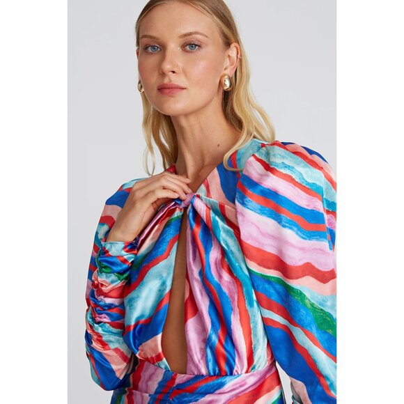 NWT AMUR Maxine Ruched Cut-Out Mini Party Dress, Multi-Color, Size 4 ($595) - Picture 5 of 8